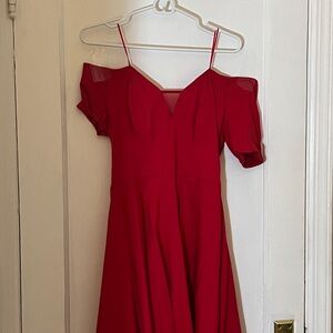 Guess Red Puff Sleeve Mini Sundress